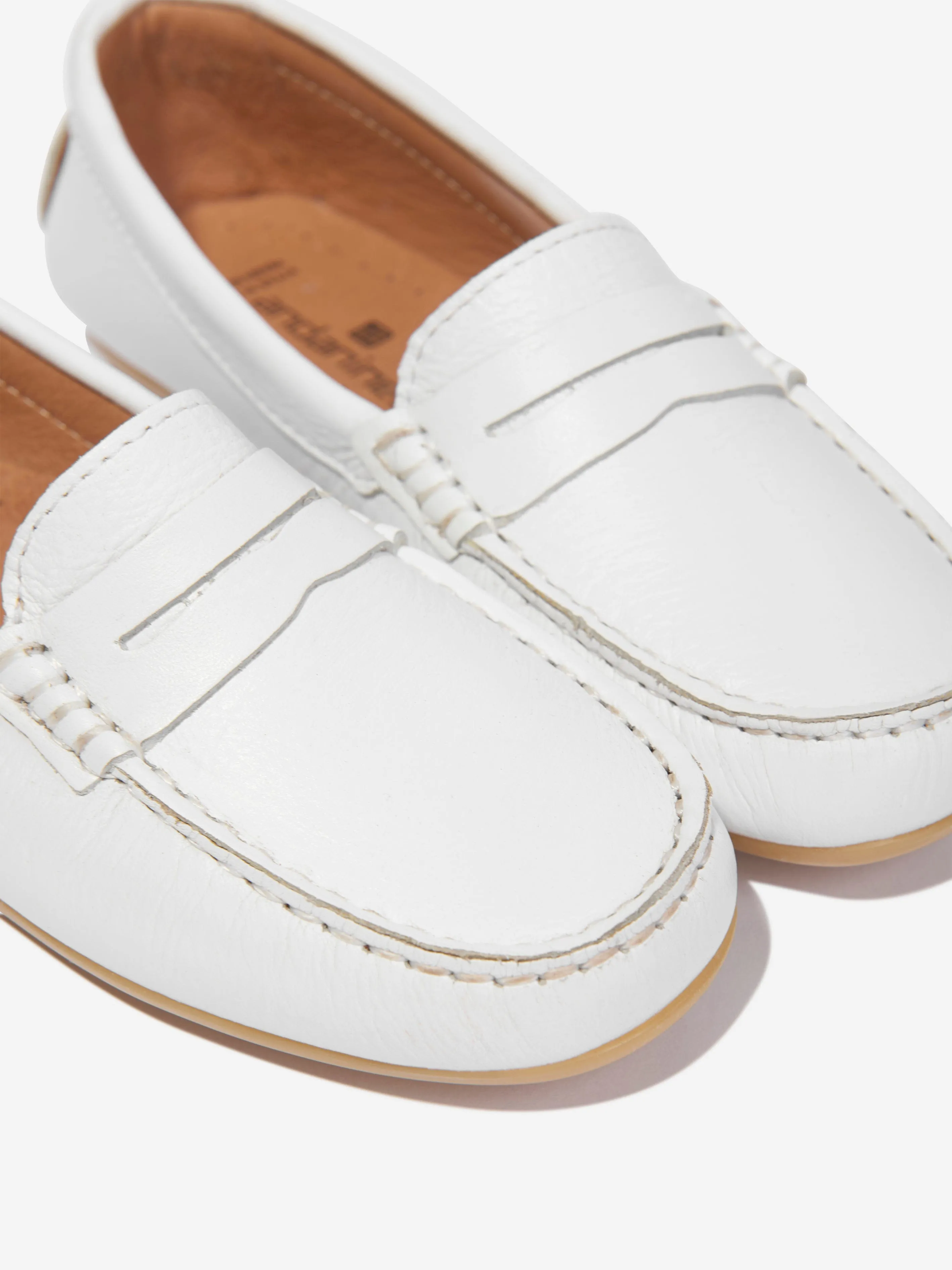 Andanines Boys Leather Loafers in White