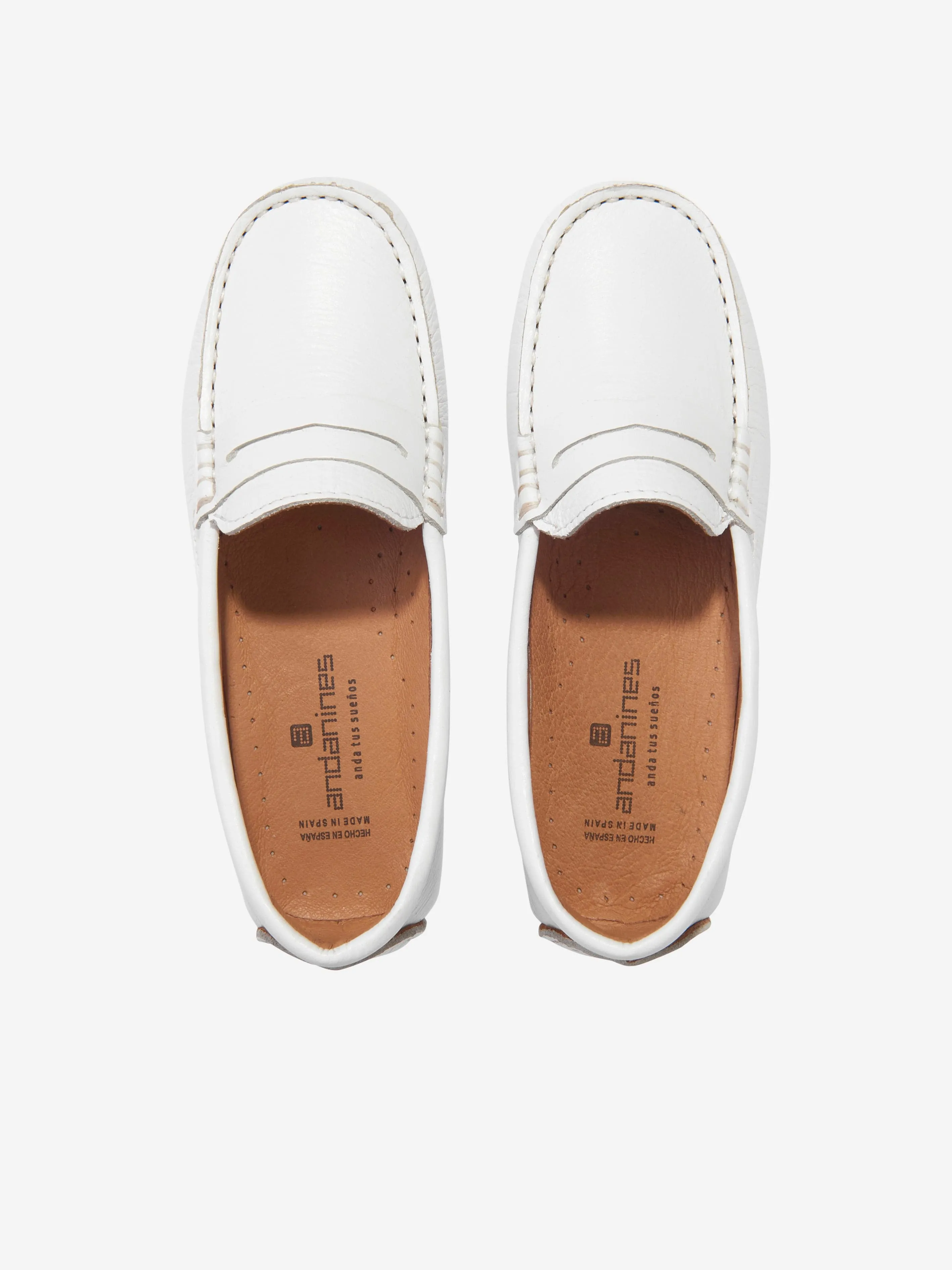 Andanines Boys Leather Loafers in White