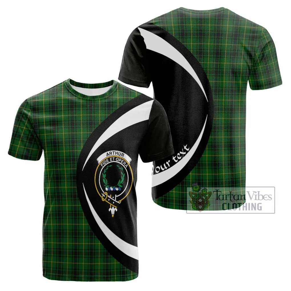 Arthur Tartan Cotton T-shirt with Family Crest Circle Style