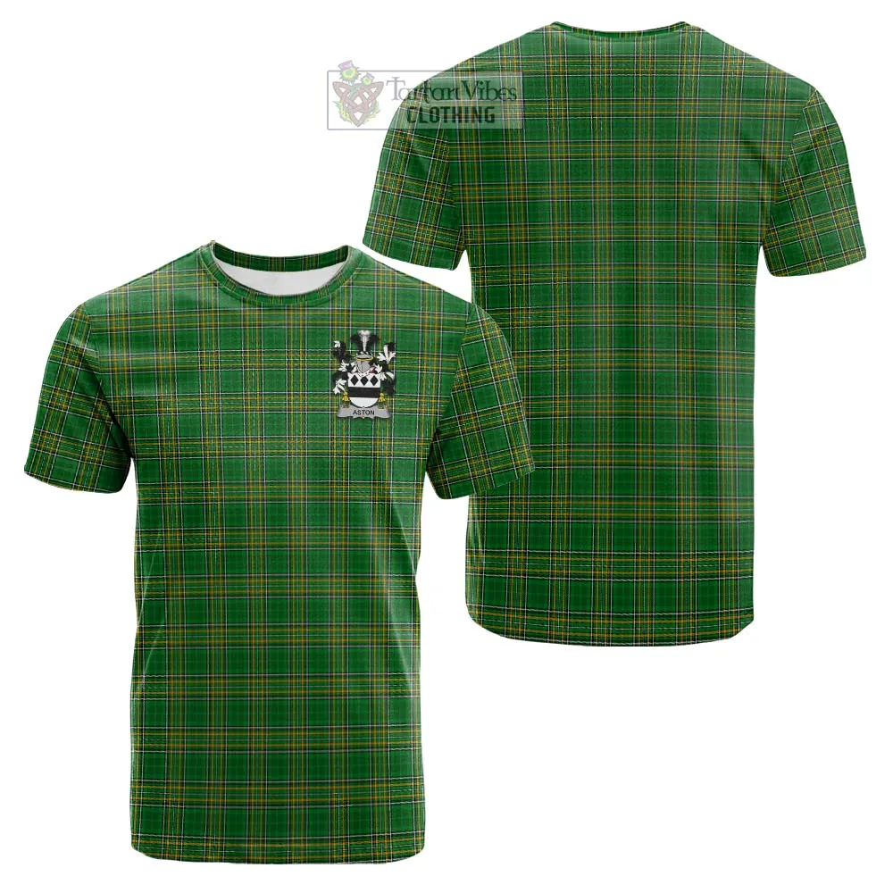 Aston Irish Clan Tartan Cotton T-shirt with Coat of Arms