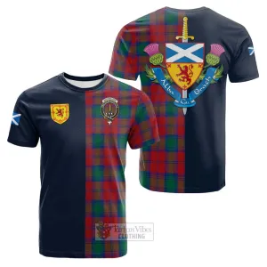 Auchinleck (Affleck) Tartan Cotton T-shirt Alba with Scottish Lion Royal Arm Half Style