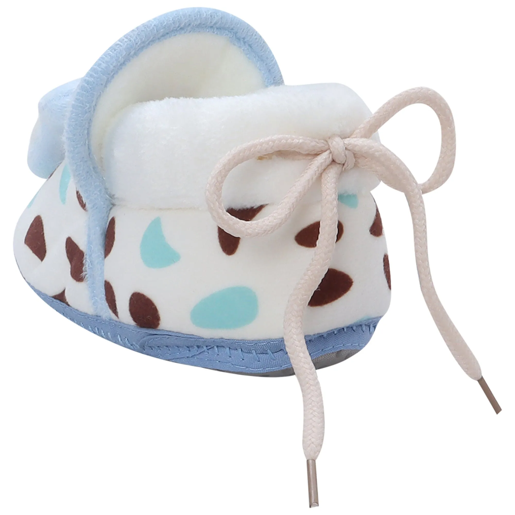 Baby Moo 3D Cow Abstract Spots Soft Slip-On Anti-Skid Plush Warm Booties - Blue