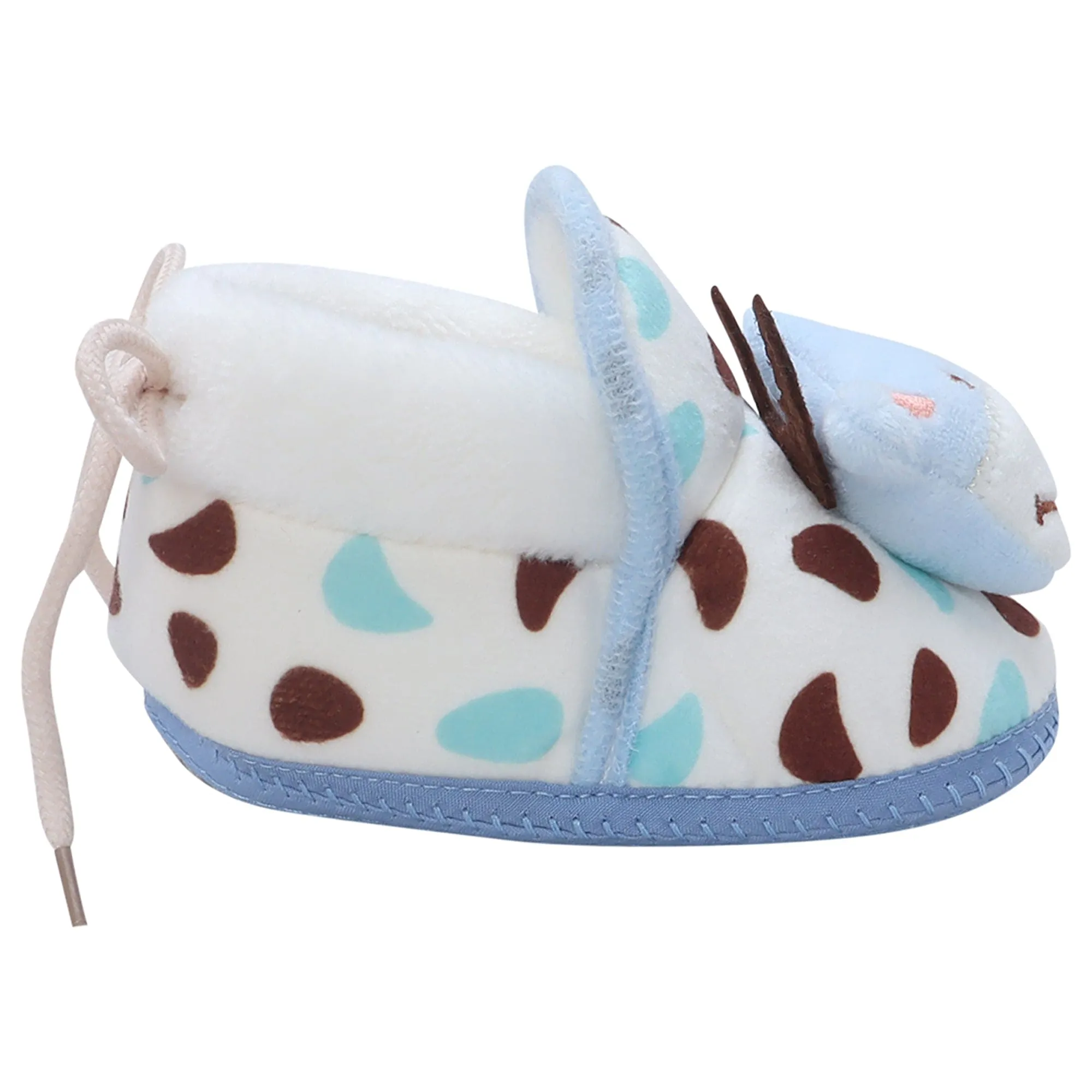 Baby Moo 3D Cow Abstract Spots Soft Slip-On Anti-Skid Plush Warm Booties - Blue