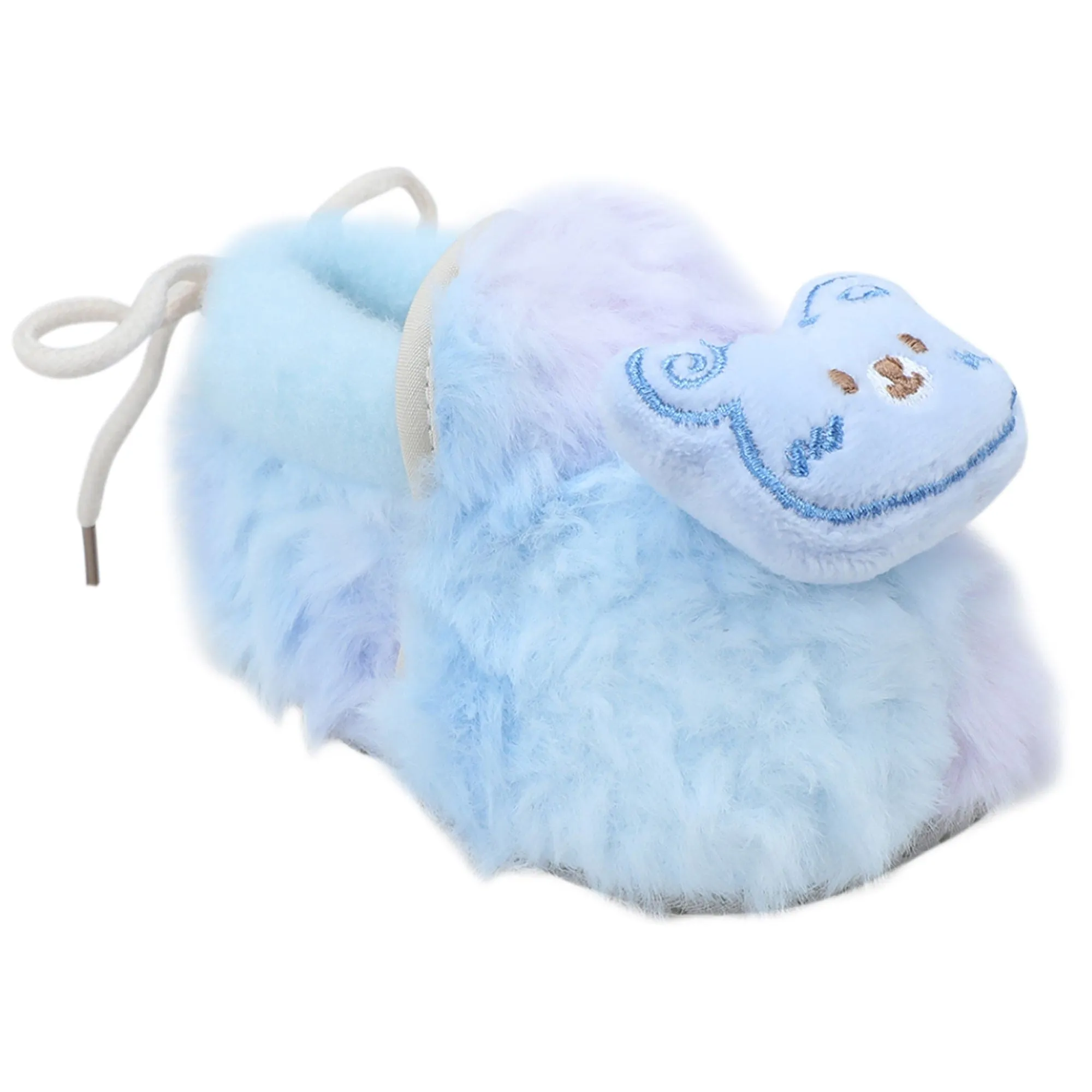 Baby Moo 3D Cute Teddy Soft Slip-On Anti-Skid Plush Warm Booties - Blue