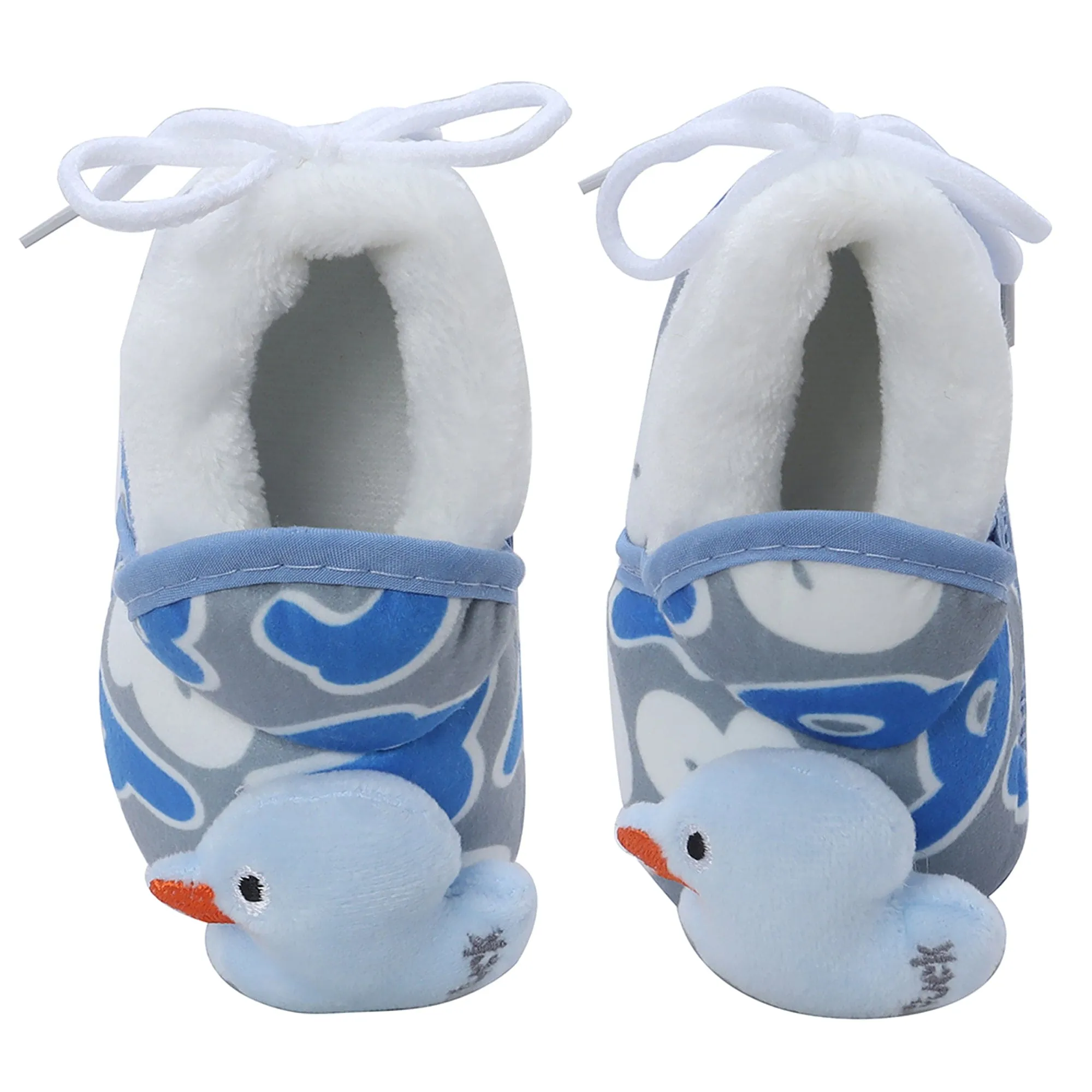 Baby Moo 3D Ducky Duck Soft Slip-On Anti-Skid Plush Warm Booties - Blue