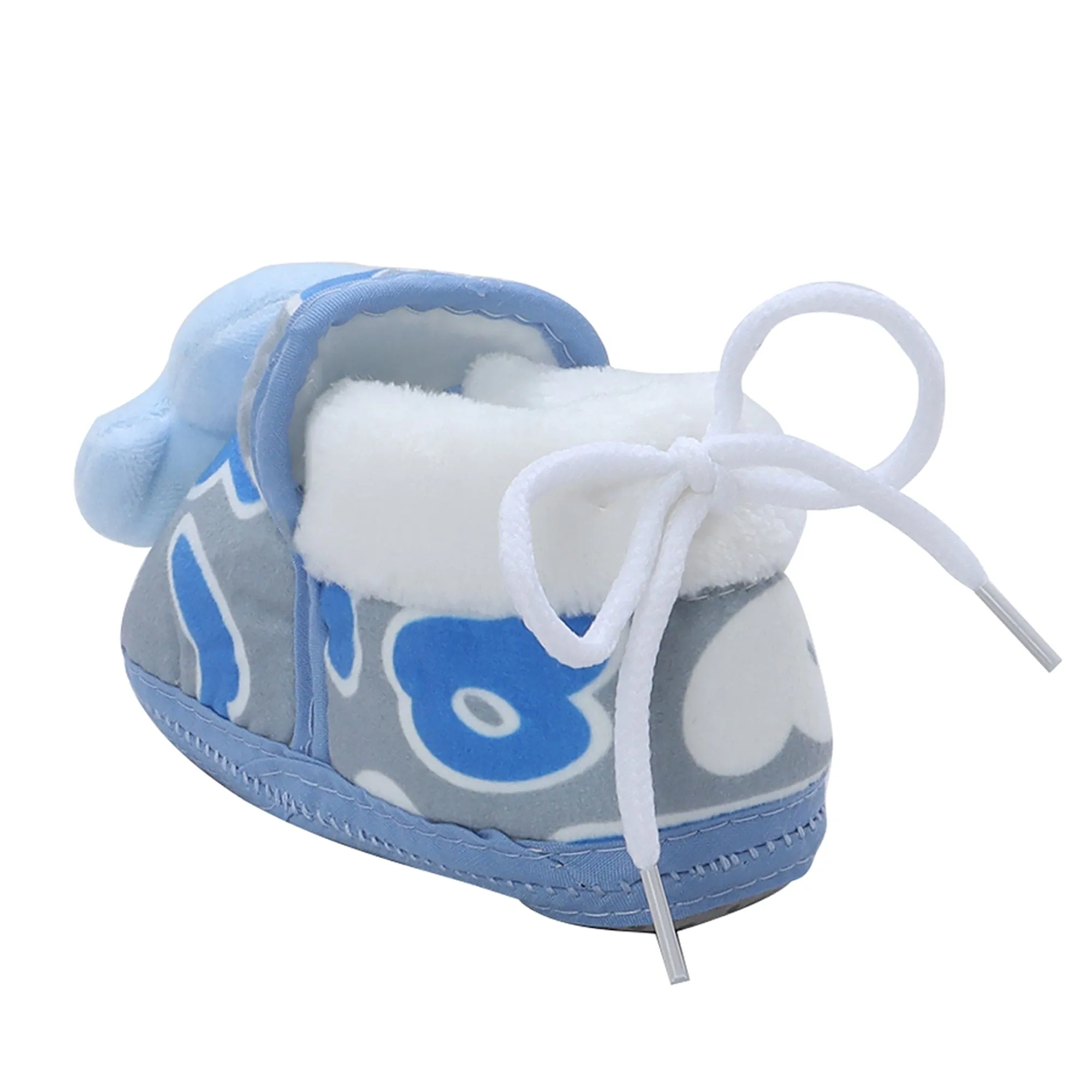 Baby Moo 3D Ducky Duck Soft Slip-On Anti-Skid Plush Warm Booties - Blue