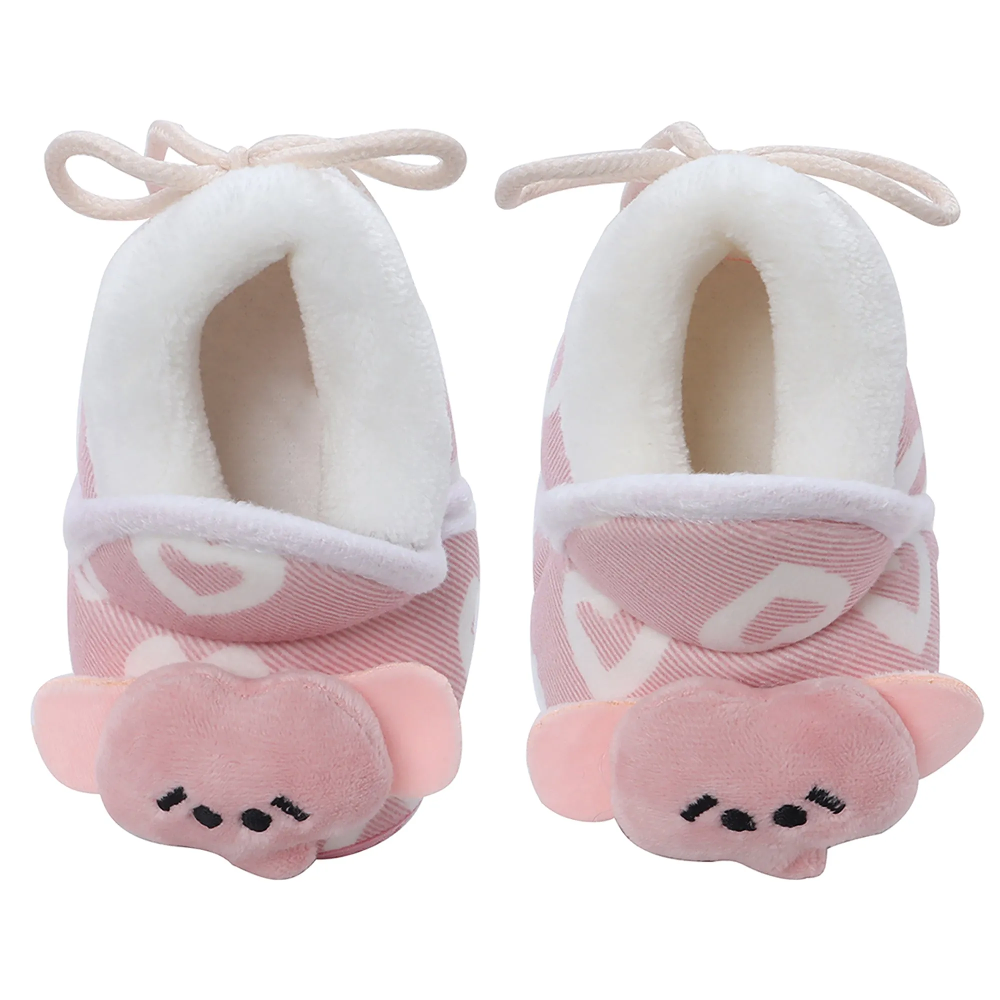 Baby Moo 3D Elephant Soft Slip-On Anti-Skid Plush Warm Booties - Pink