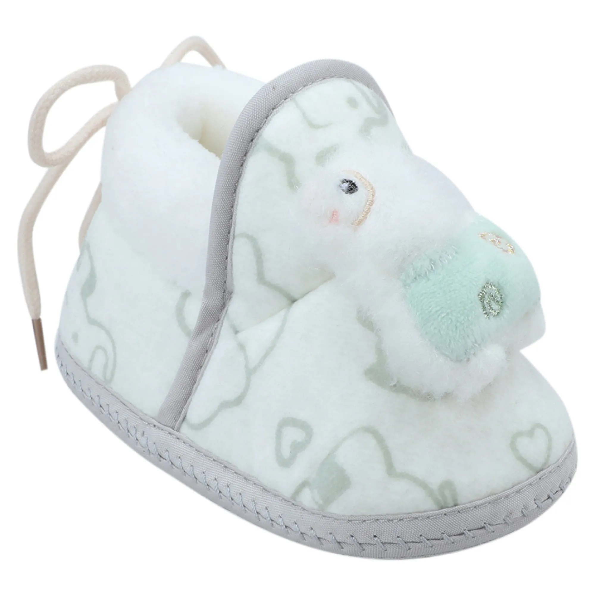 Baby Moo 3D Llama Elephant Prints Soft Slip-On Anti-Skid Plush Warm Booties - Green