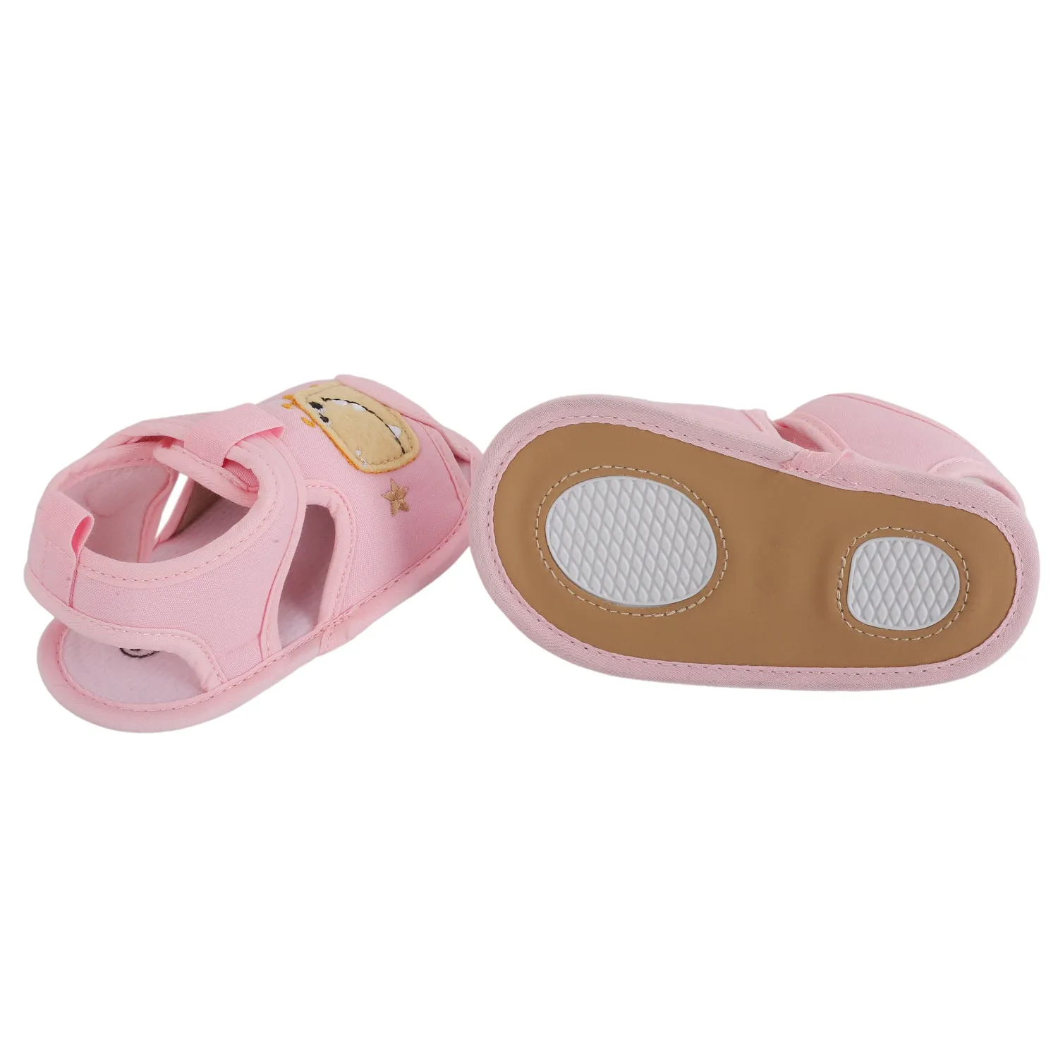 Baby Moo Dinosaur Pink Velcro Booties