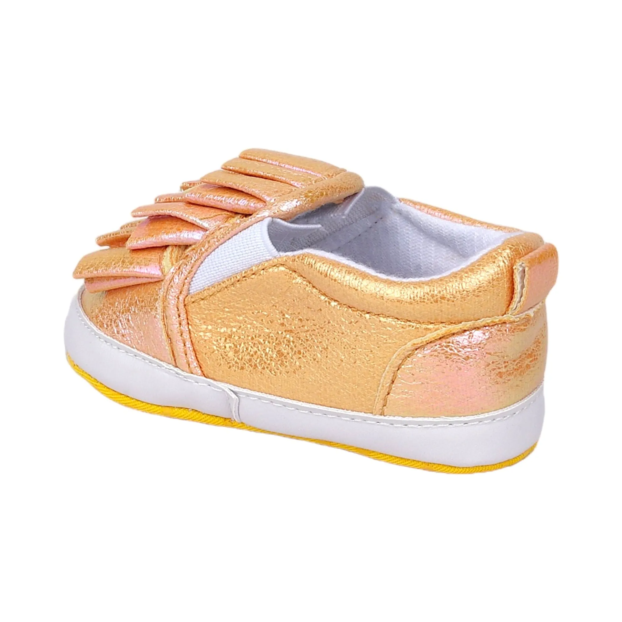 Baby Moo Frill Partywear Anti-Skid Slip-On Booties - Gold