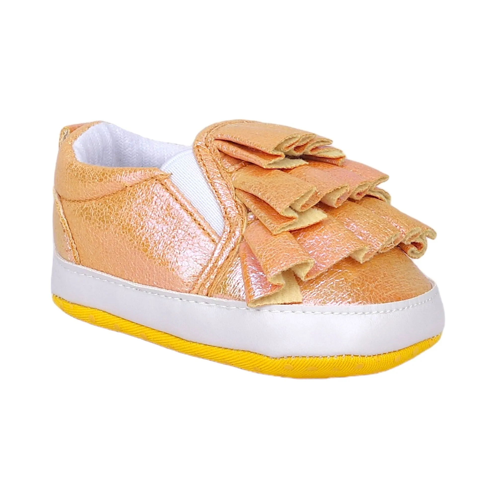 Baby Moo Frill Partywear Anti-Skid Slip-On Booties - Gold