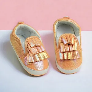 Baby Moo Frill Partywear Anti-Skid Slip-On Booties - Gold