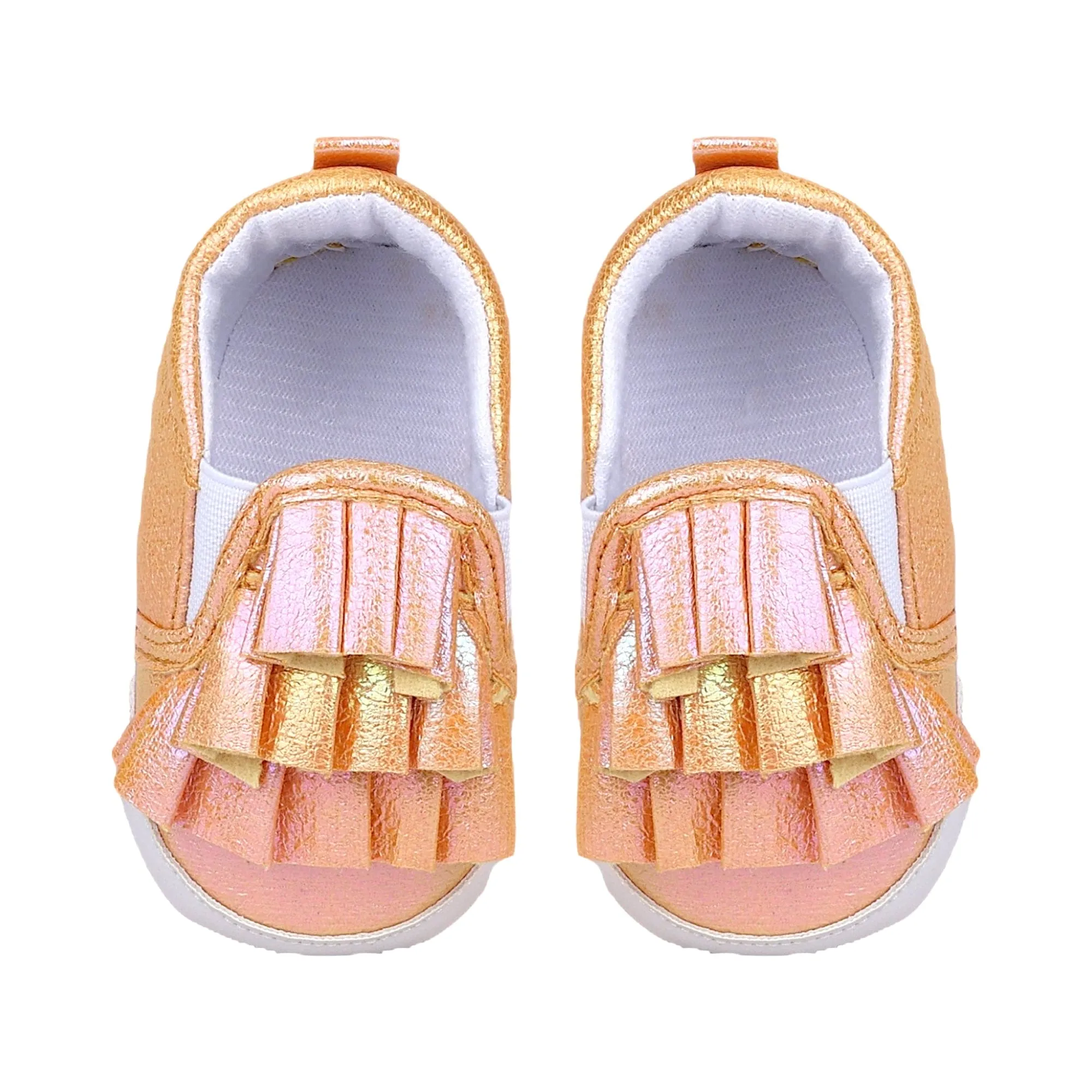 Baby Moo Frill Partywear Anti-Skid Slip-On Booties - Gold