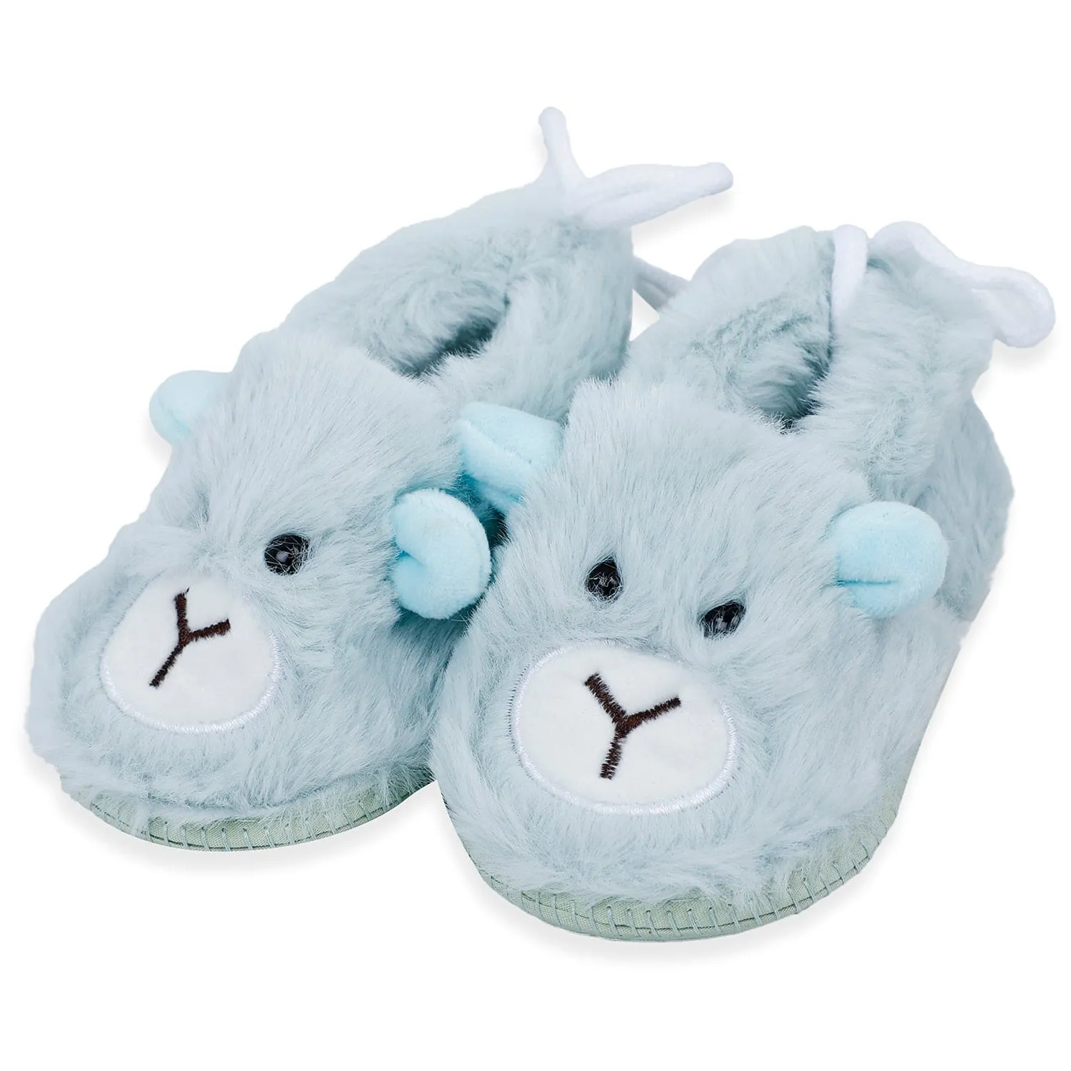 Baby Moo Furry Bear Warm And Cozy Anti Skid Booties - Turquoise