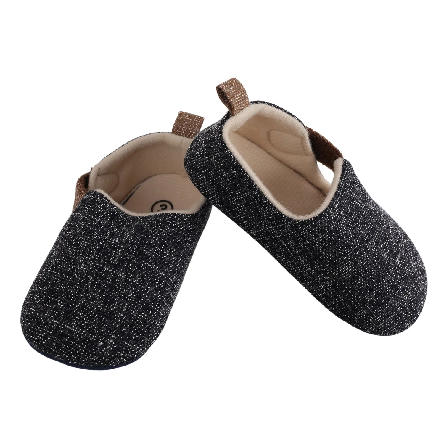 Baby Moo Textured Black Velcro Booties