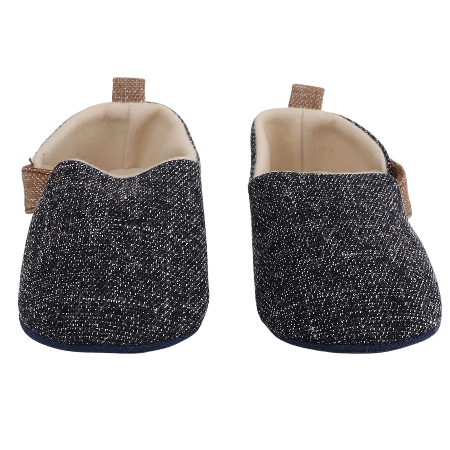 Baby Moo Textured Black Velcro Booties