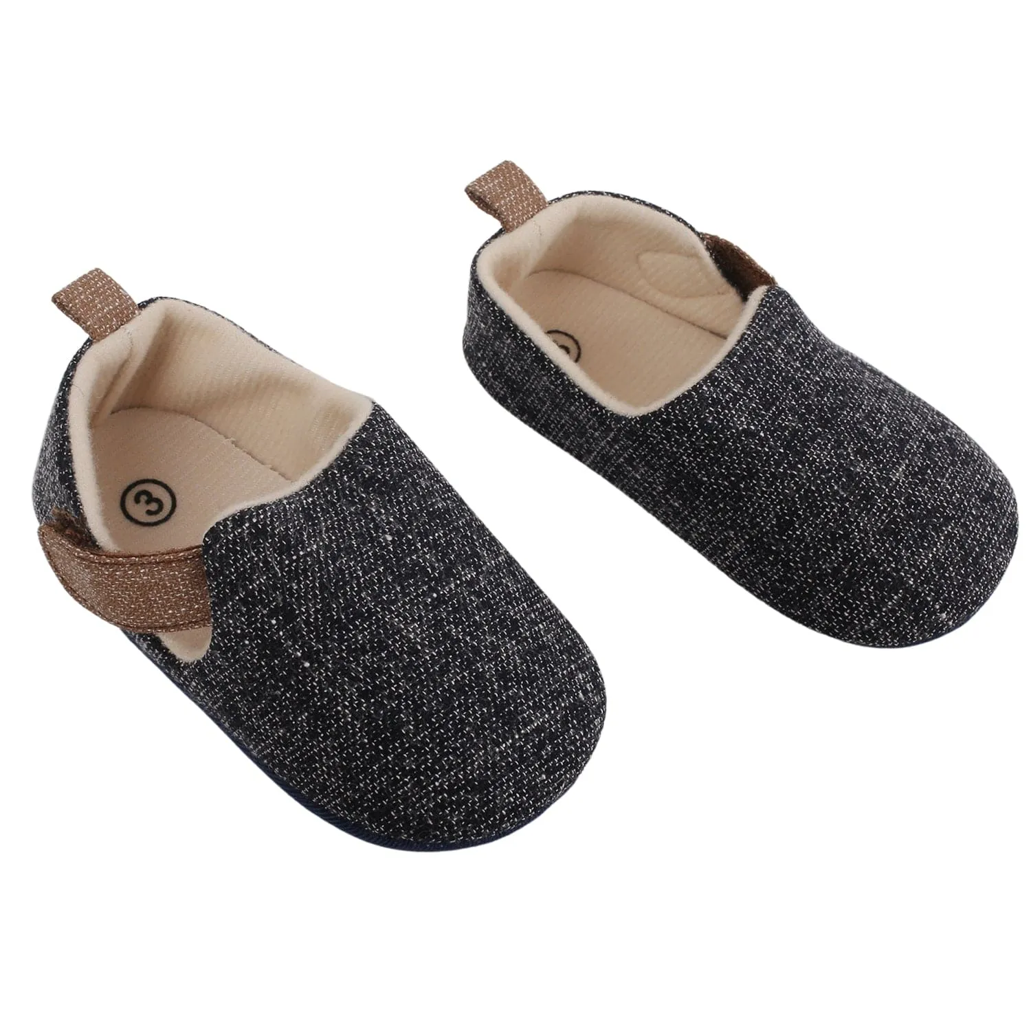 Baby Moo Textured Black Velcro Booties