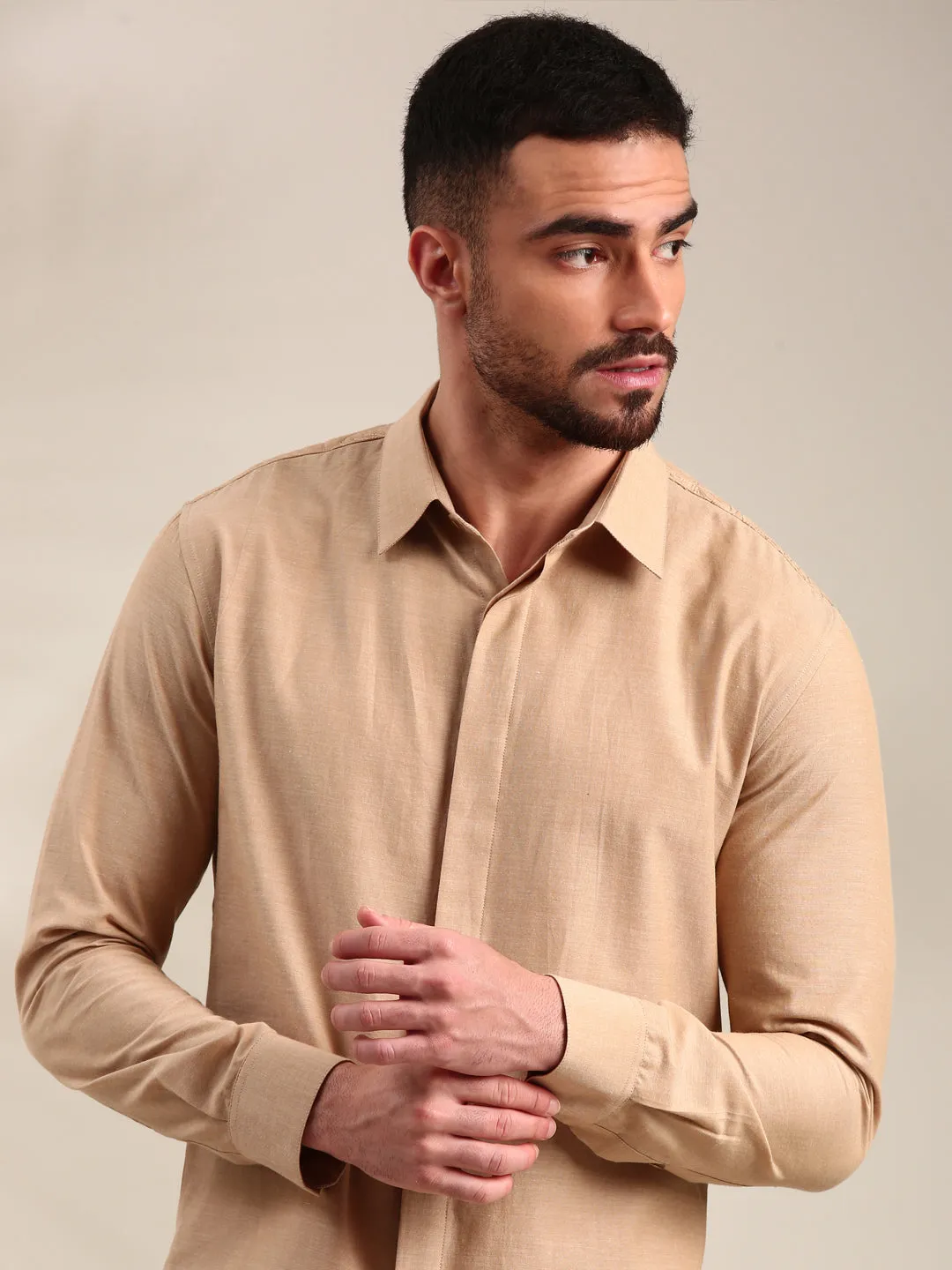 Beige Cotton Shiirt