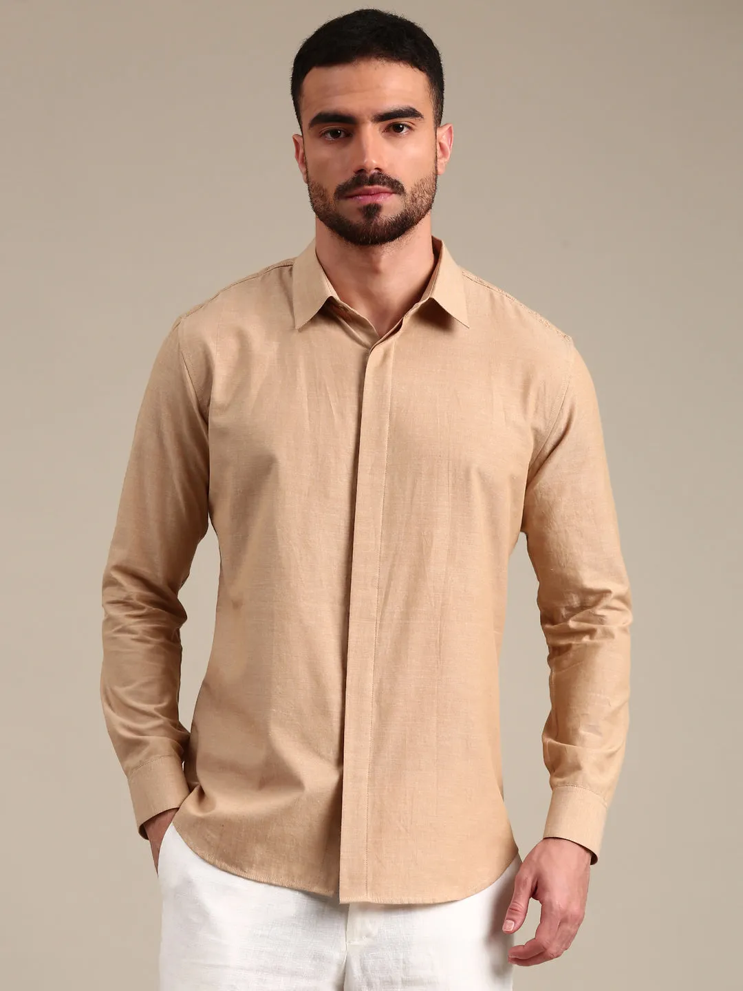 Beige Cotton Shiirt