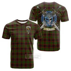 Buchan Tartan Cotton T-shirt with Family Crest Celtic Skull Style