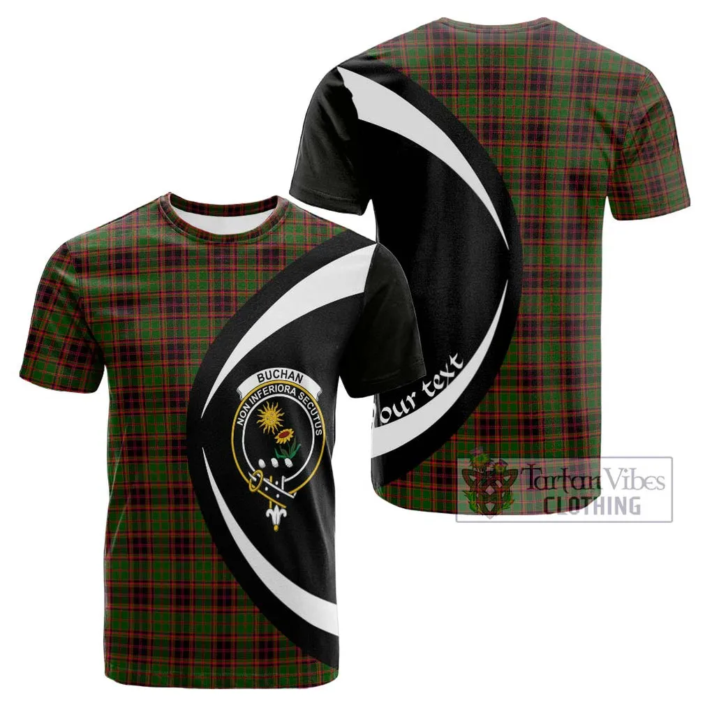 Buchan Tartan Cotton T-shirt with Family Crest Circle Style