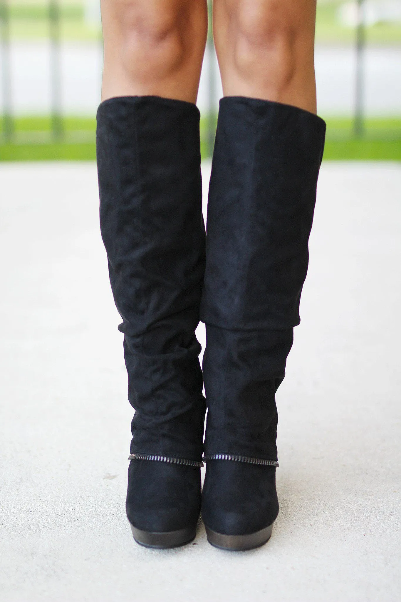 Castor Black Wedge Boots