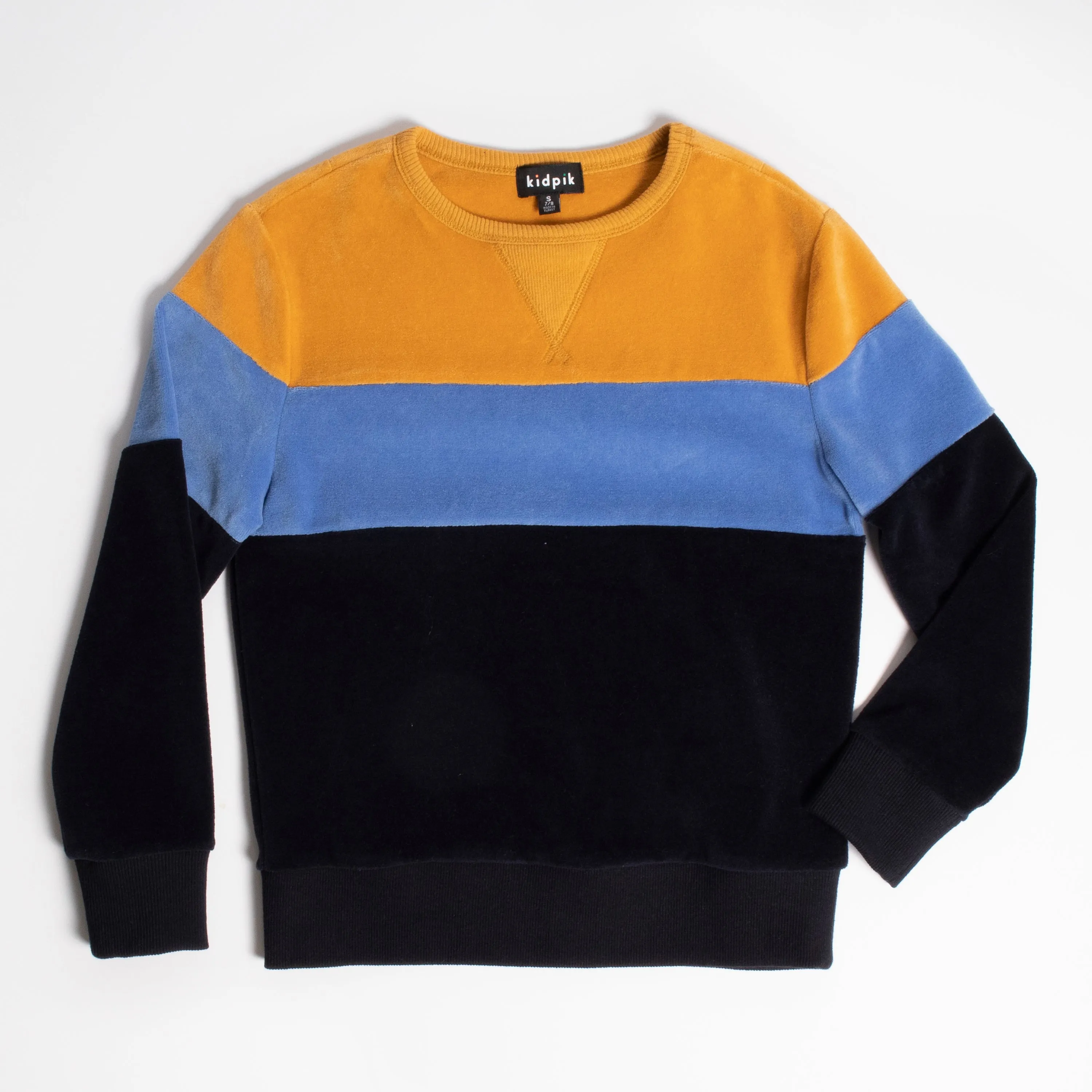 Color Block Velour Crew