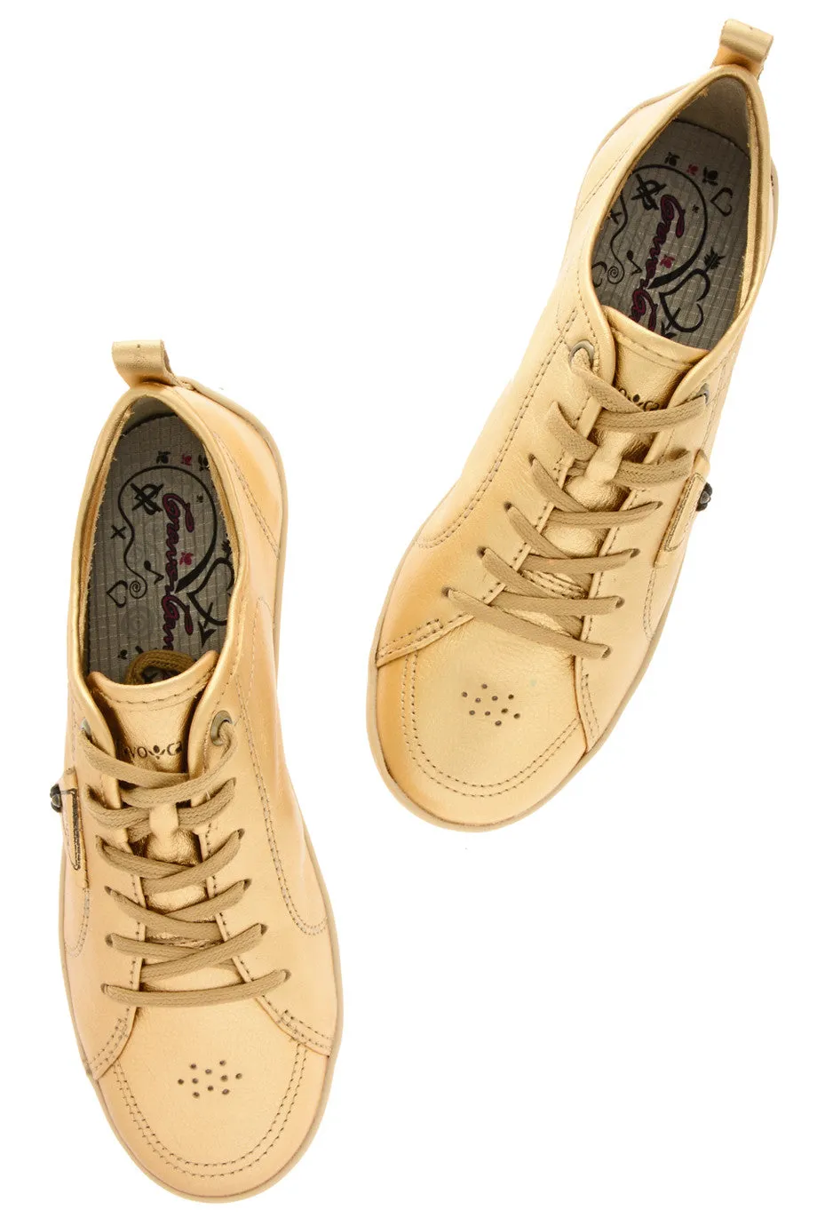 CRAVO & CANELA LOLLY Bronze Gold Leather Sneakers