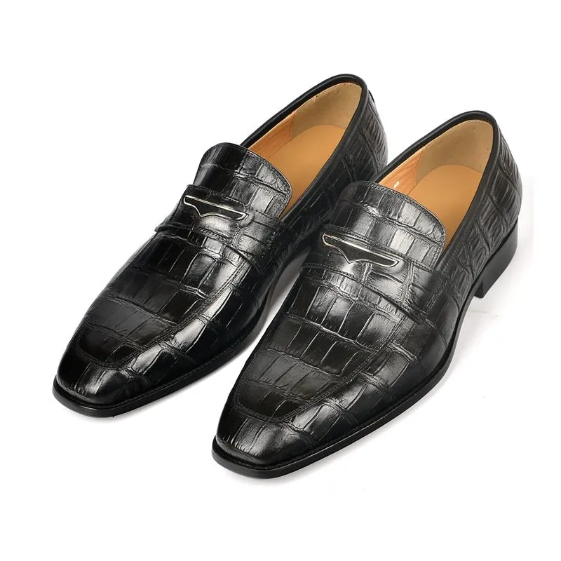 CrocoLuxe Exquisite Crocodile Texture Modish Penny Loafers