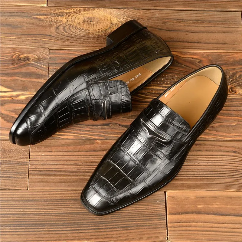 CrocoLuxe Exquisite Crocodile Texture Modish Penny Loafers