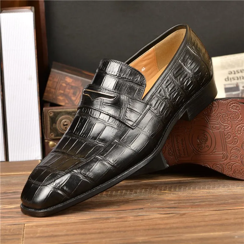 CrocoLuxe Exquisite Crocodile Texture Modish Penny Loafers