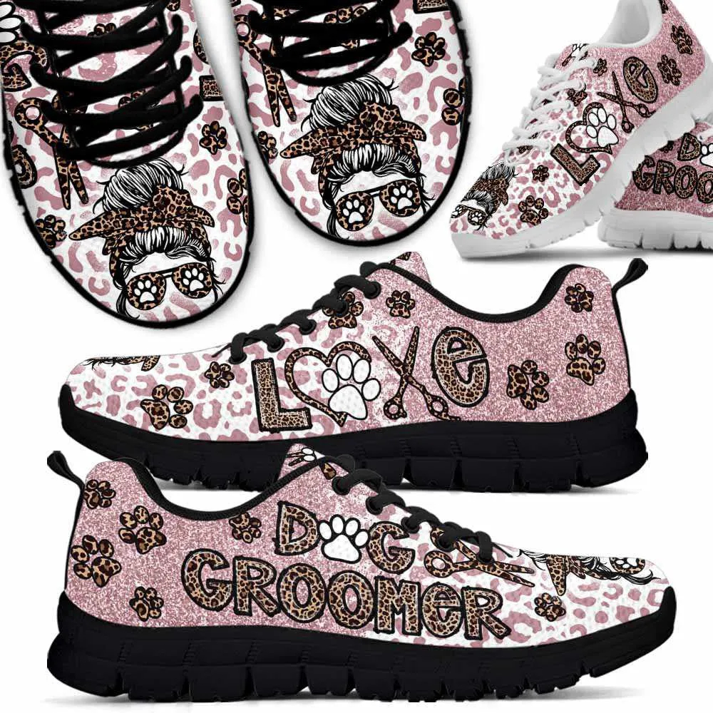 Dog Groomer Sneaker, Dog Groomer Leopard Pink Sneakers Shoes, Best Running Shoes, Unique Gifts For Dog Lovers