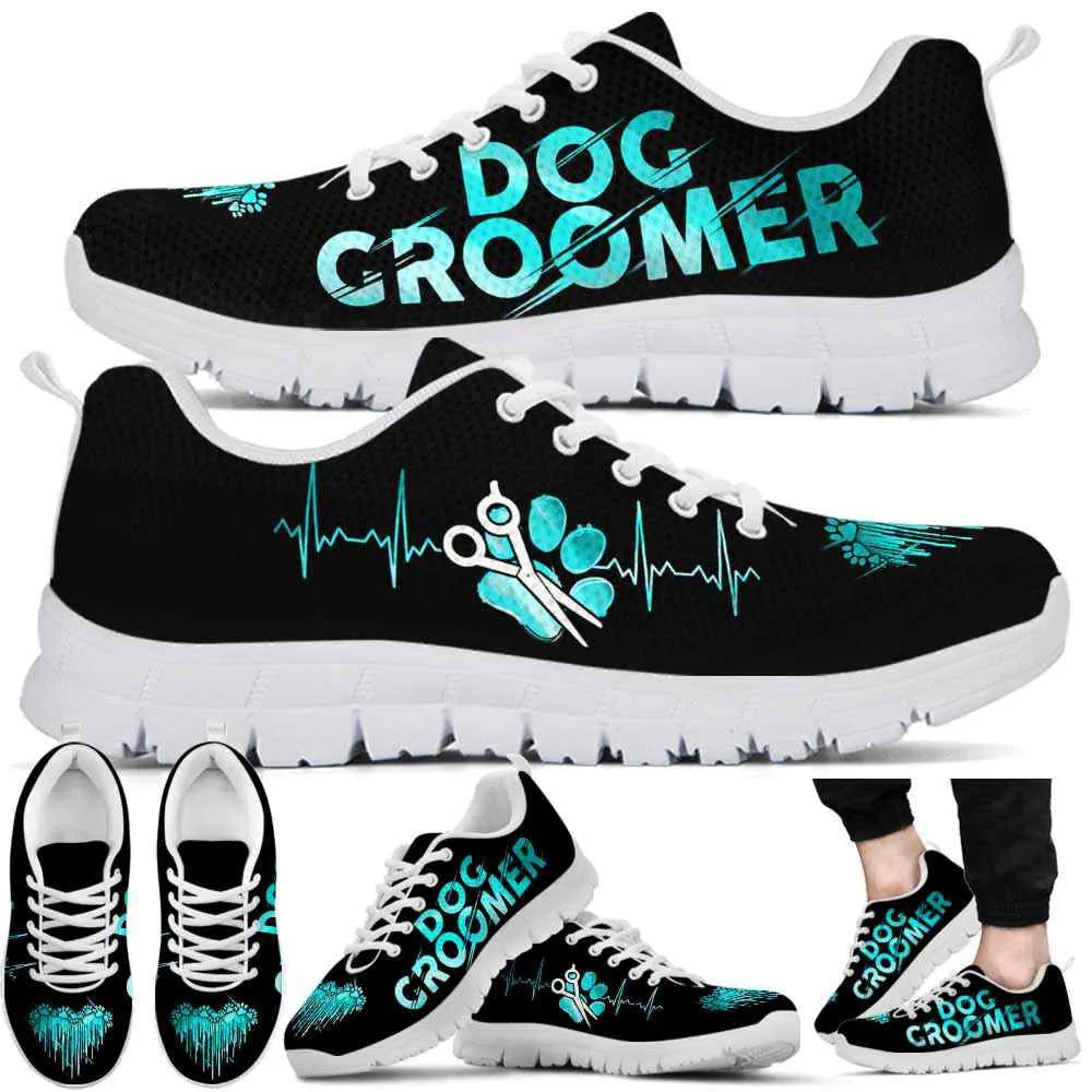 Dog Groomer Sneaker, Teal Dog Groomer Dripping Heart Sneakers Shoes, Best Running Shoes, Unique Gifts For Dog Lovers