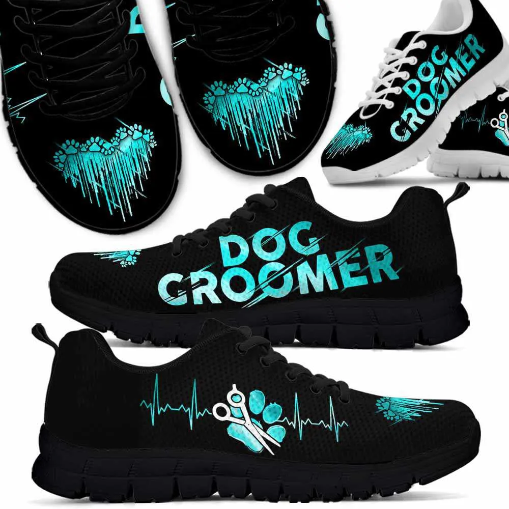 Dog Groomer Sneaker, Teal Dog Groomer Dripping Heart Sneakers Shoes, Best Running Shoes, Unique Gifts For Dog Lovers