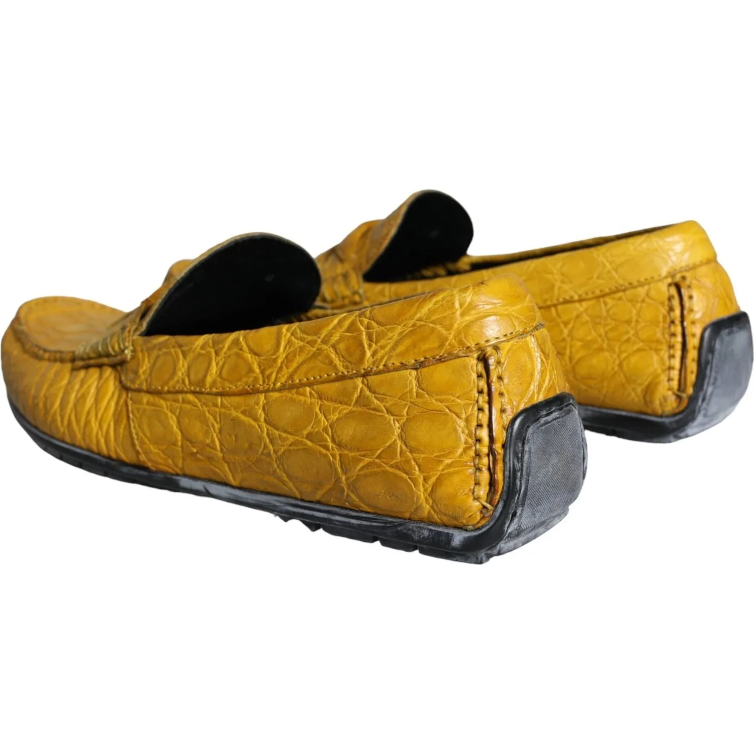 Dolce & Gabbana Yellow Leather Slip Mocassin Loafers Shoes