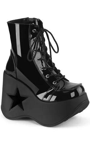 DYNAMITE-106 Black Patent Ankle Boots