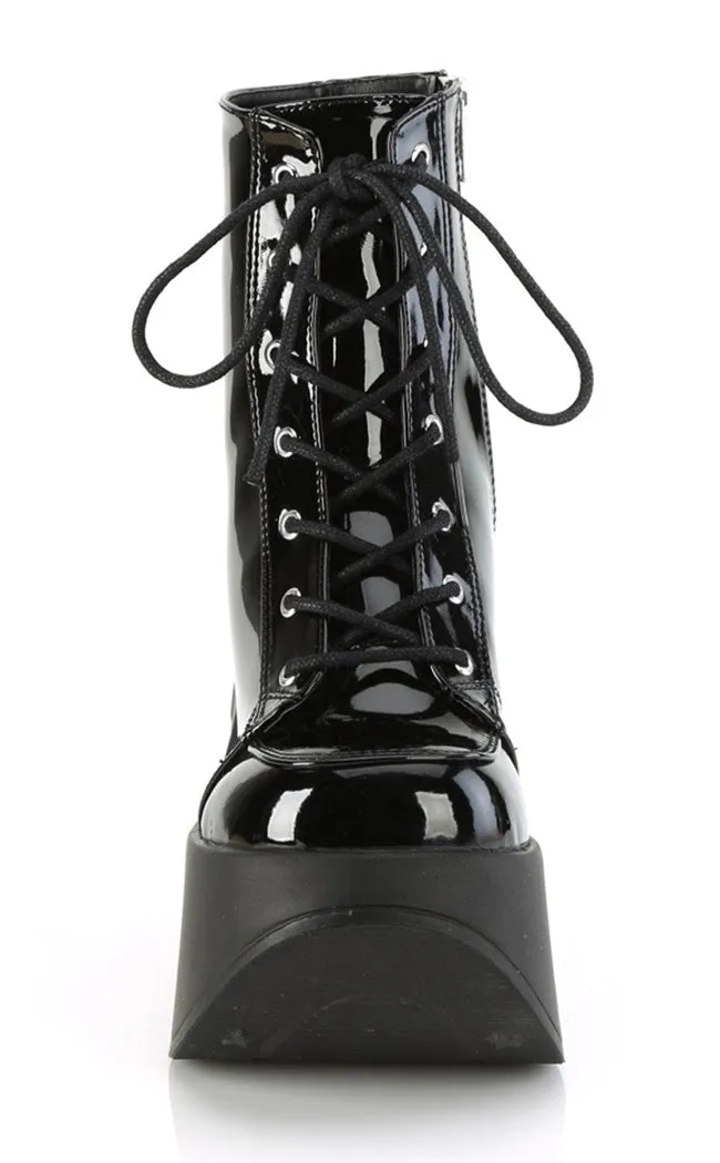 DYNAMITE-106 Black Patent Ankle Boots