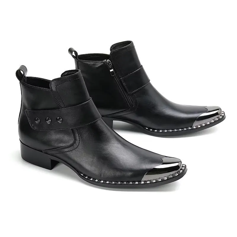 ElegantLuxe Genuine Leather Zipper Dress Boots