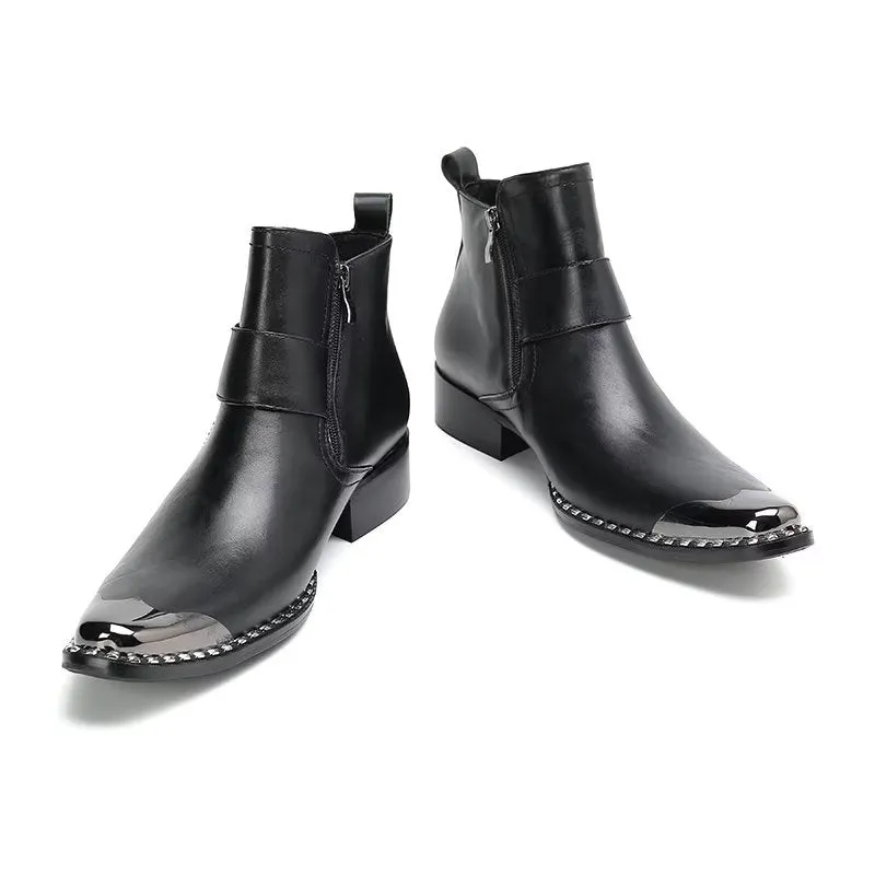 ElegantLuxe Genuine Leather Zipper Dress Boots