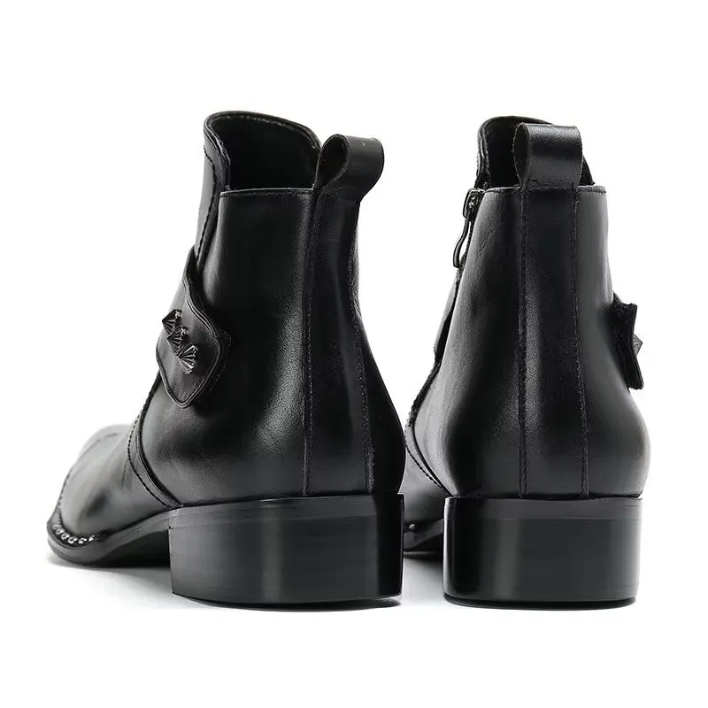 ElegantLuxe Genuine Leather Zipper Dress Boots