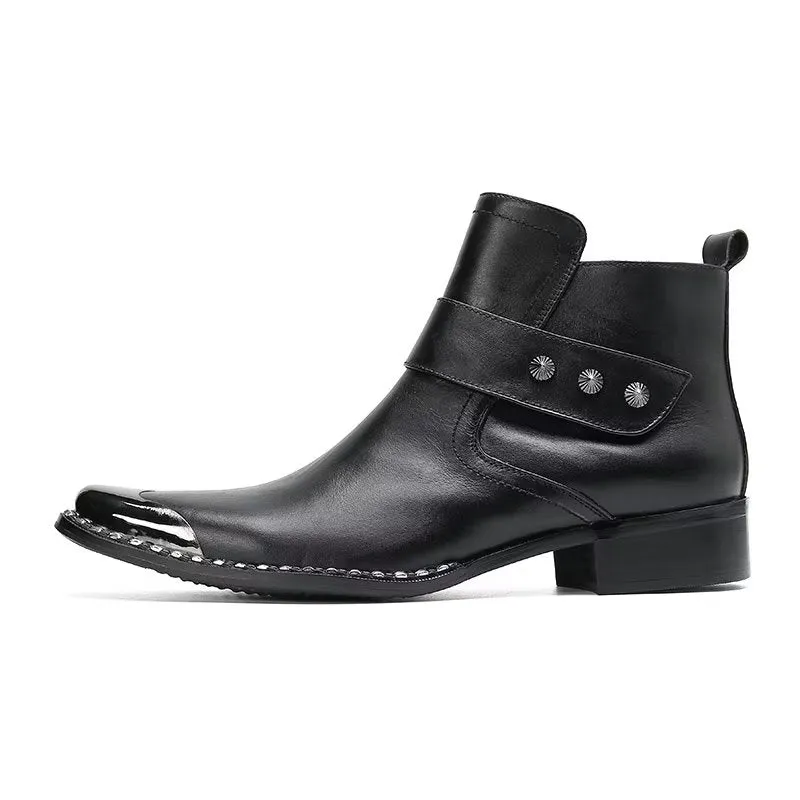 ElegantLuxe Genuine Leather Zipper Dress Boots