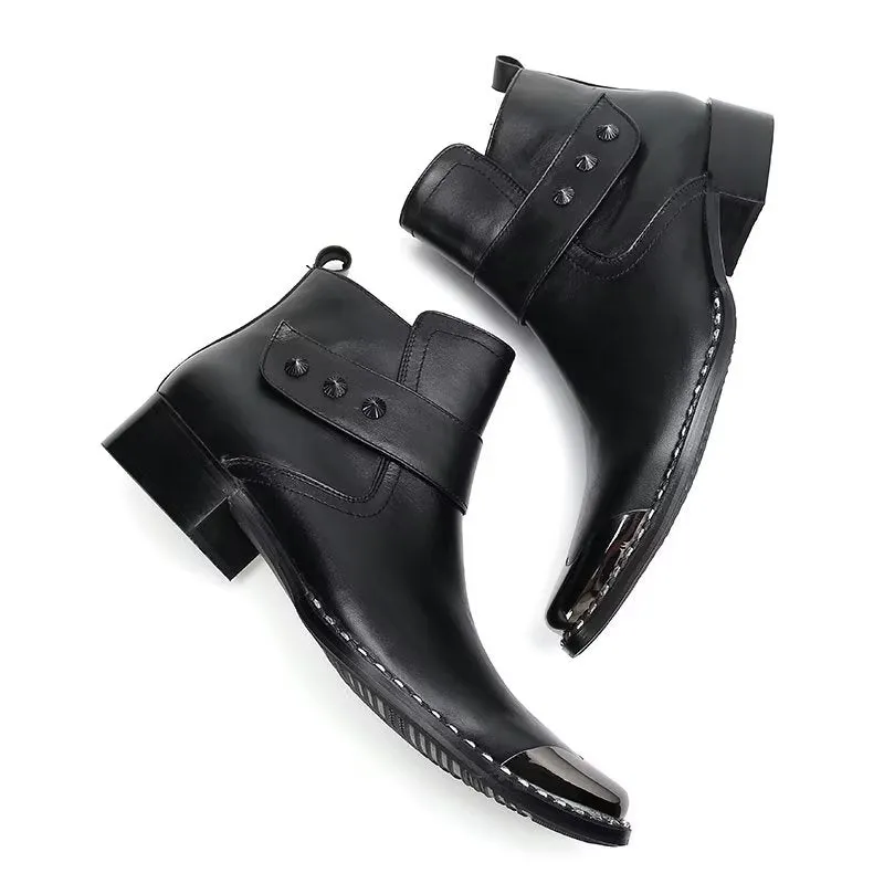 ElegantLuxe Genuine Leather Zipper Dress Boots