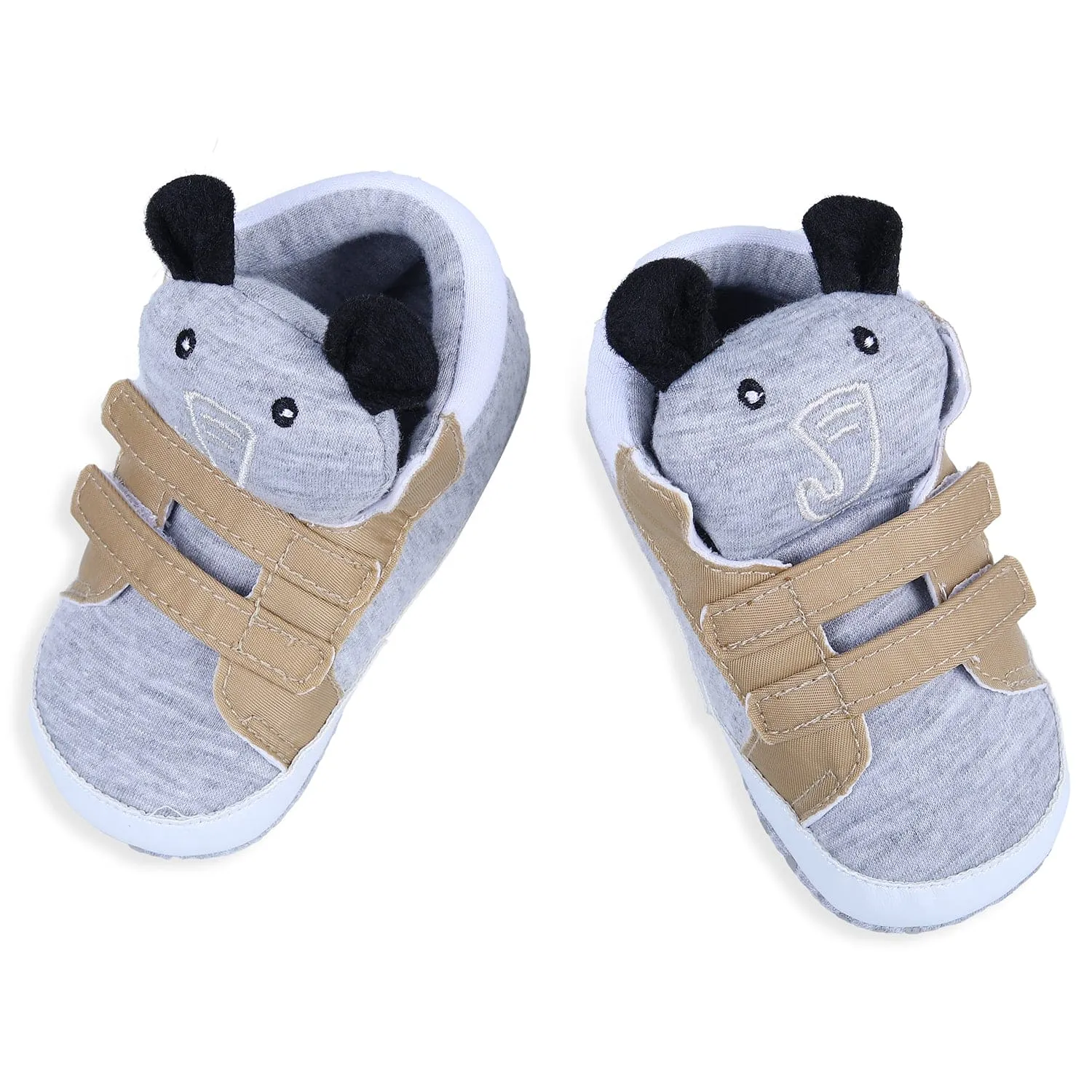 Elephant Cute And Stylish Comfy Velcro Booties - Grey