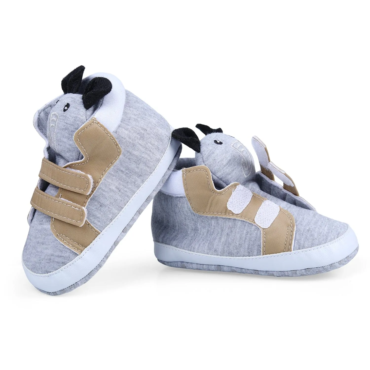 Elephant Cute And Stylish Comfy Velcro Booties - Grey