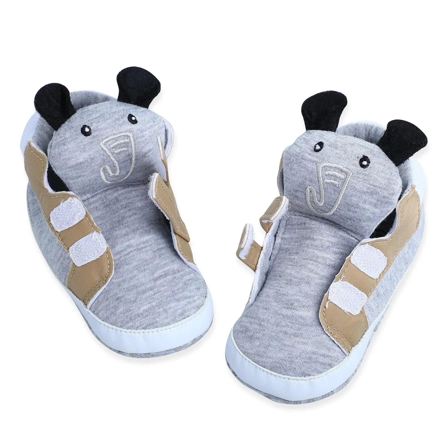 Elephant Cute And Stylish Comfy Velcro Booties - Grey