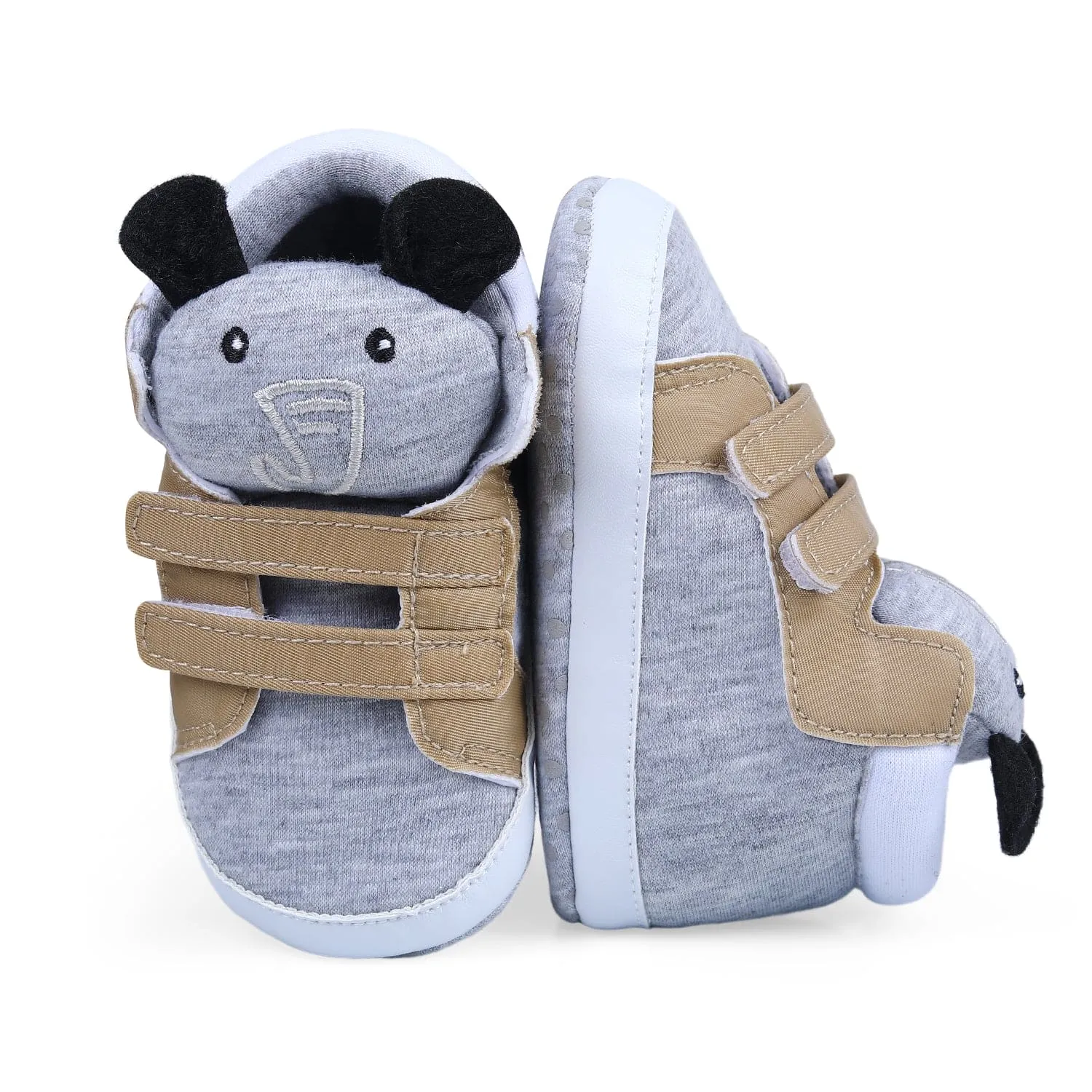 Elephant Cute And Stylish Comfy Velcro Booties - Grey