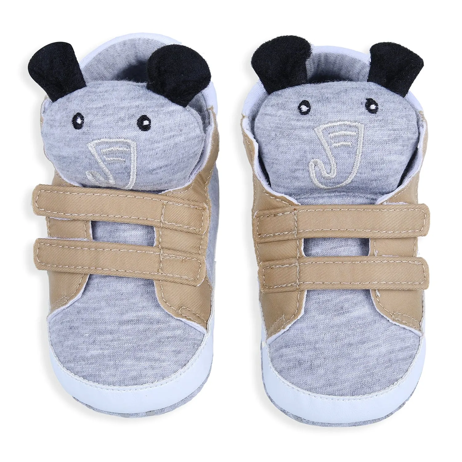 Elephant Cute And Stylish Comfy Velcro Booties - Grey