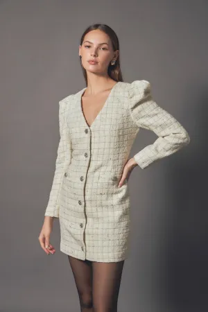 Endless Rose - Premium Long-Sleeve Tweed Mini Dress