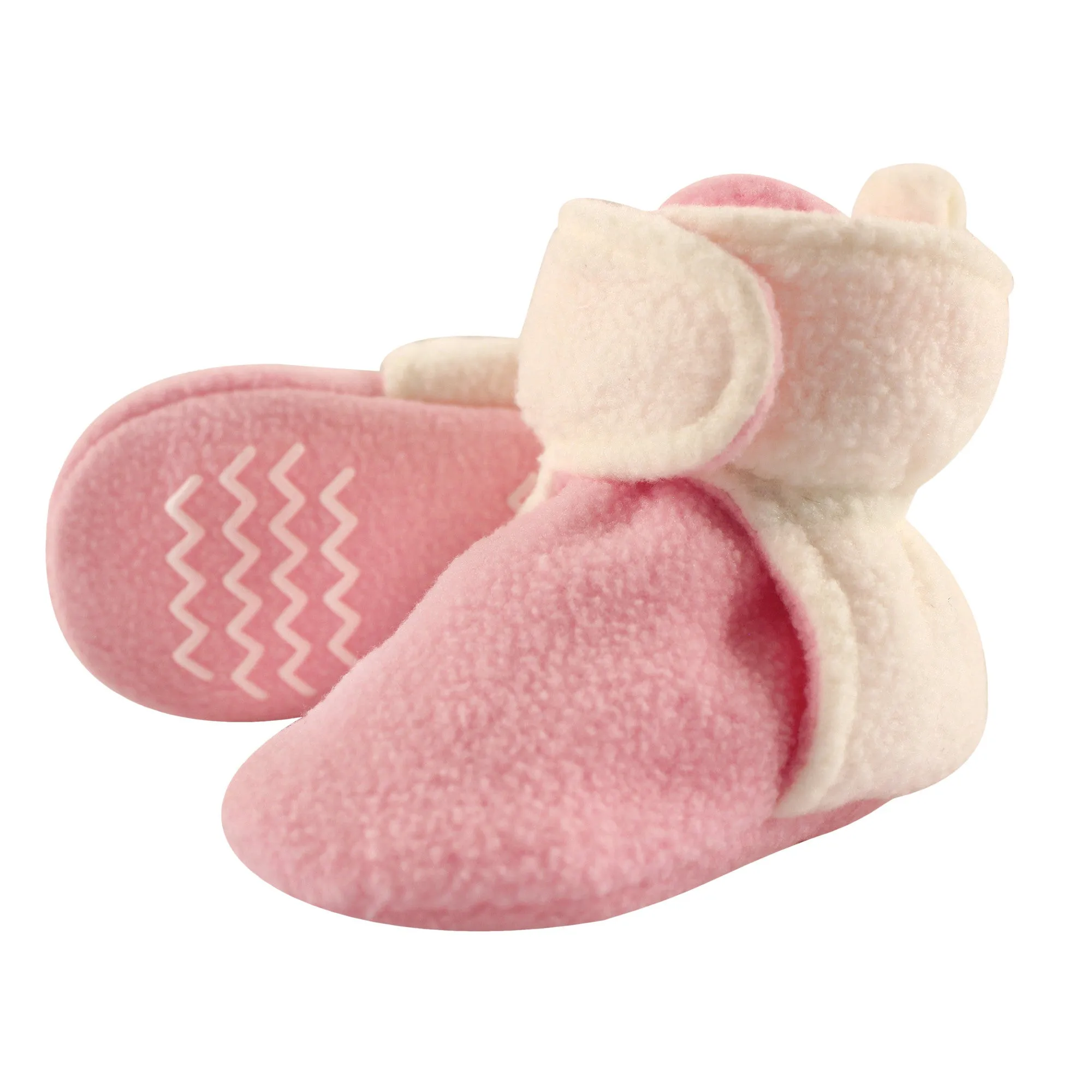 Hudson Baby Cozy Fleece Booties, Light Pink Cream