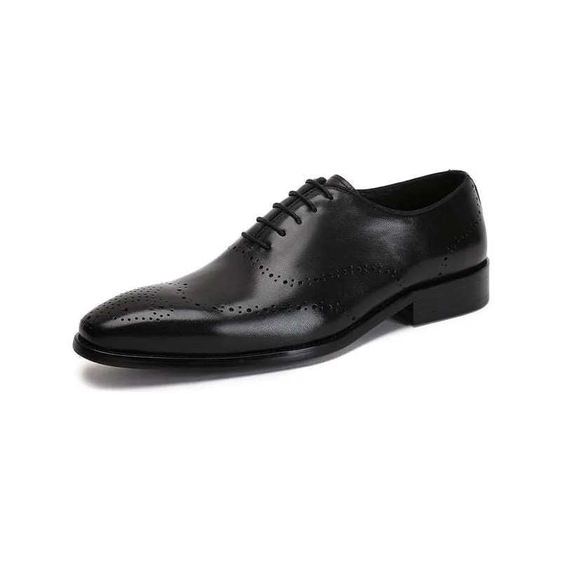 LuxeWing Exotic Cow Leather Brogue Shoes